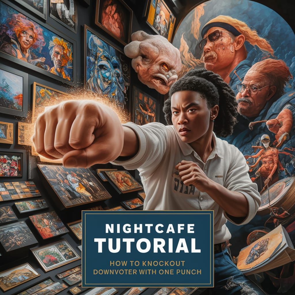 Nightcafe Tutorial Book Cover with Punching Artist