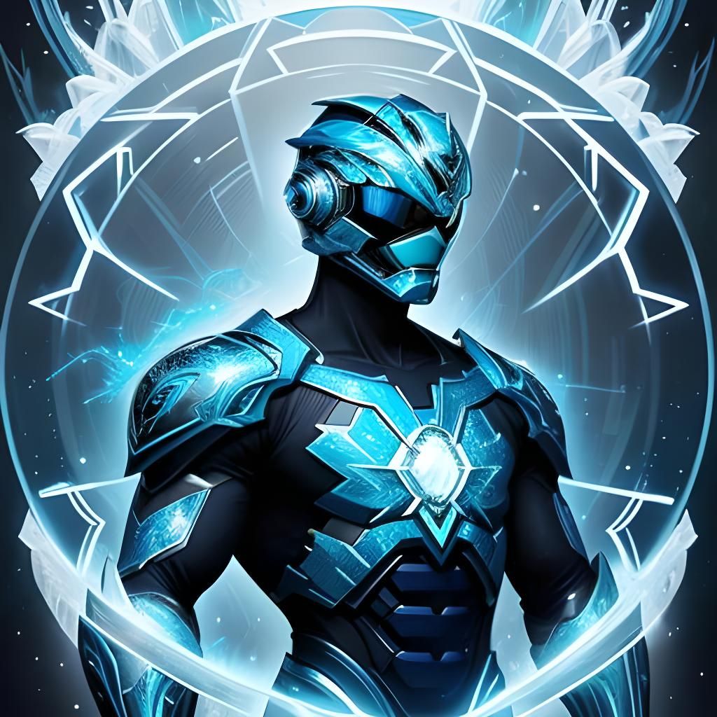 Ice Power Ranger in Luminous Digital Painting