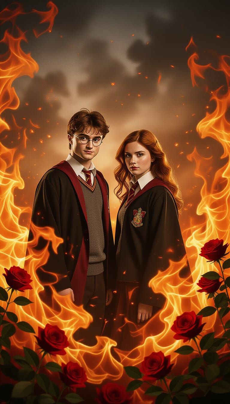 Harry Potter and Ginny Weasley in Flames