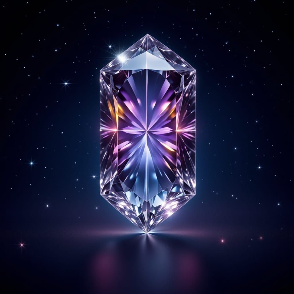 Perfect Gem Floating in Starry Black Sky