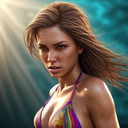 Hyperrealistic Bikini Women in Splash Art Style