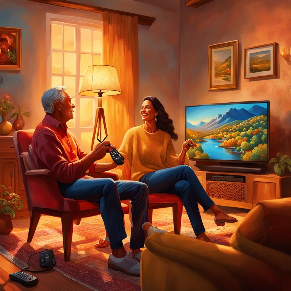 Hispanic Couple's Playful Argument, Digital Art