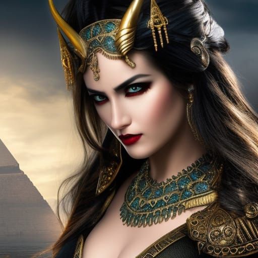 Sinister Egyptian Goddess Thief in Art Nouveau Style