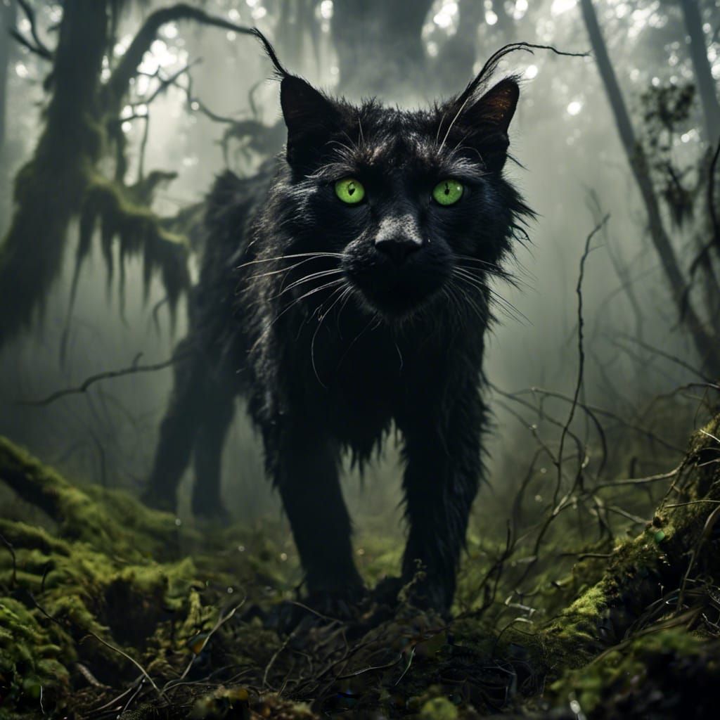 Eerie Feline Monster Emerges from Wetlands: Dark Academia Ho...