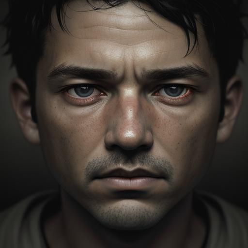 Boy's Face Expressing Fear in Close-Up Portrait