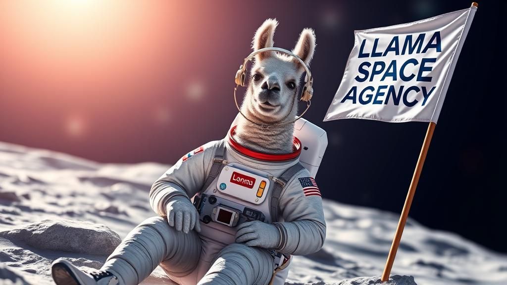 Llama Astronaut on the Moon in Spacesuit