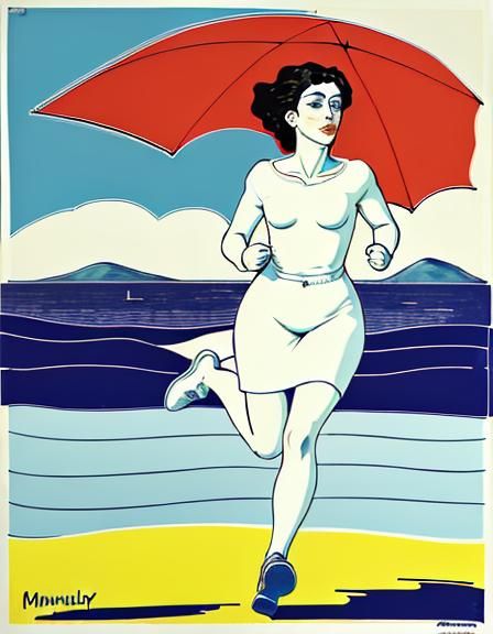 Woman in Fauvist-Impressionist Style Gazing Skyward