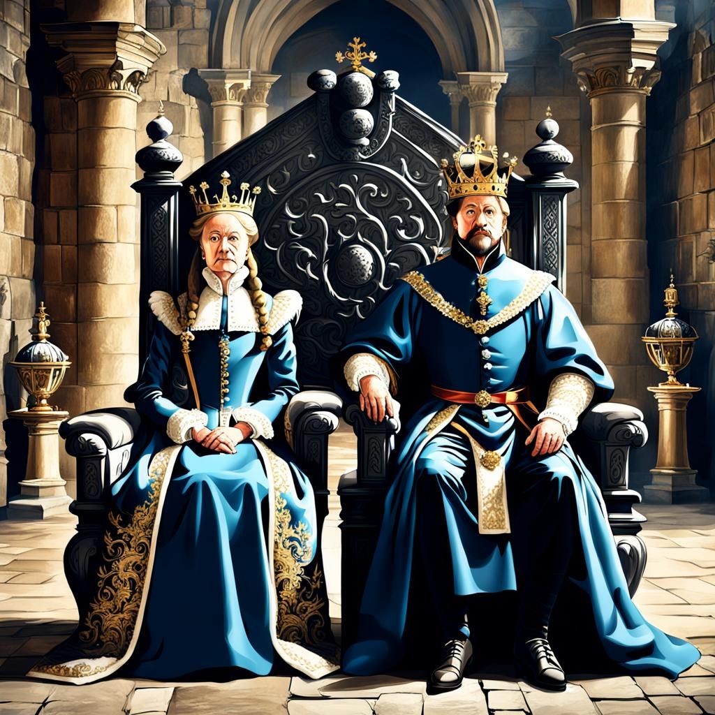 17th Century King and Queen on Thrones