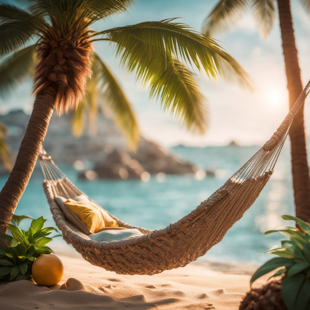 Idyllic Tropical Oasis in Hyperrealism