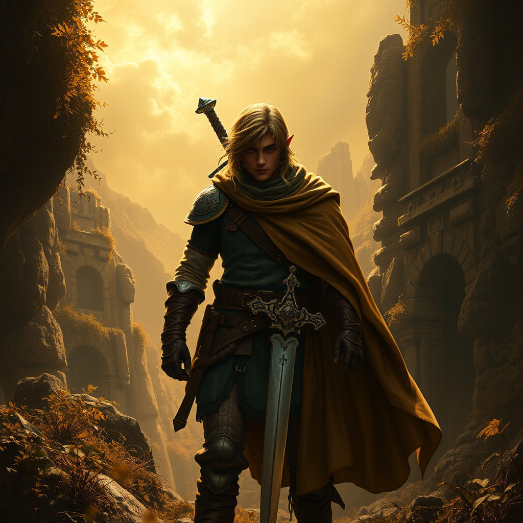 Swordsman in Renaissance Landscape with Baroque Lighting