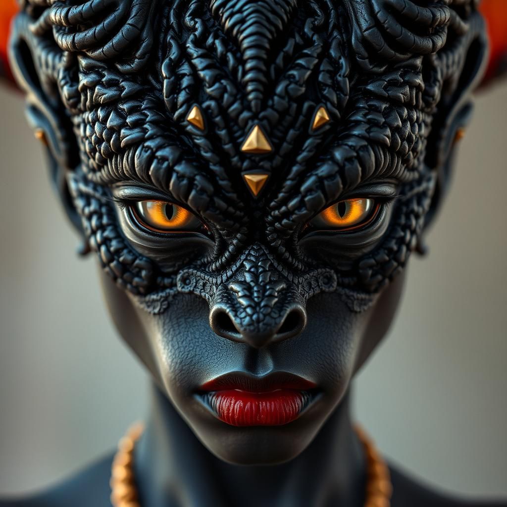 Fearsome Dragon Boy Portrait in Psychedelic Style