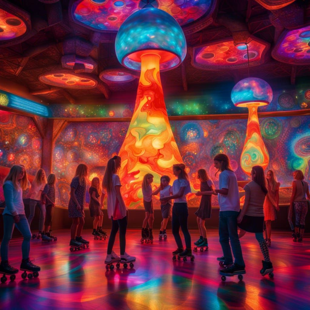 Retro Roller Rink with Giant Lava Lamp