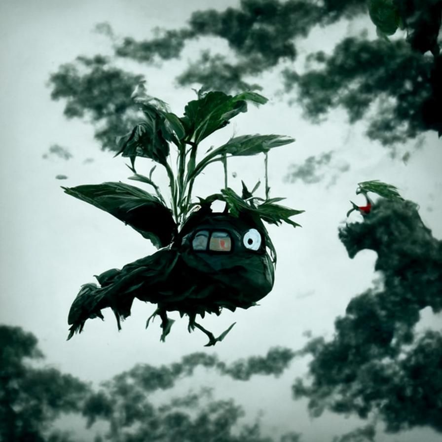 Flying Plant Monsters in Ghibli Style