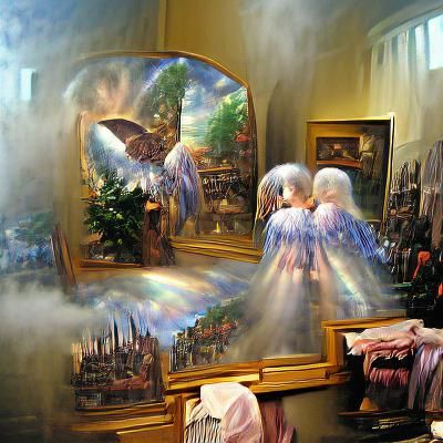 Angel Time Travelling Through Mirrors: Ethereal Fantasy