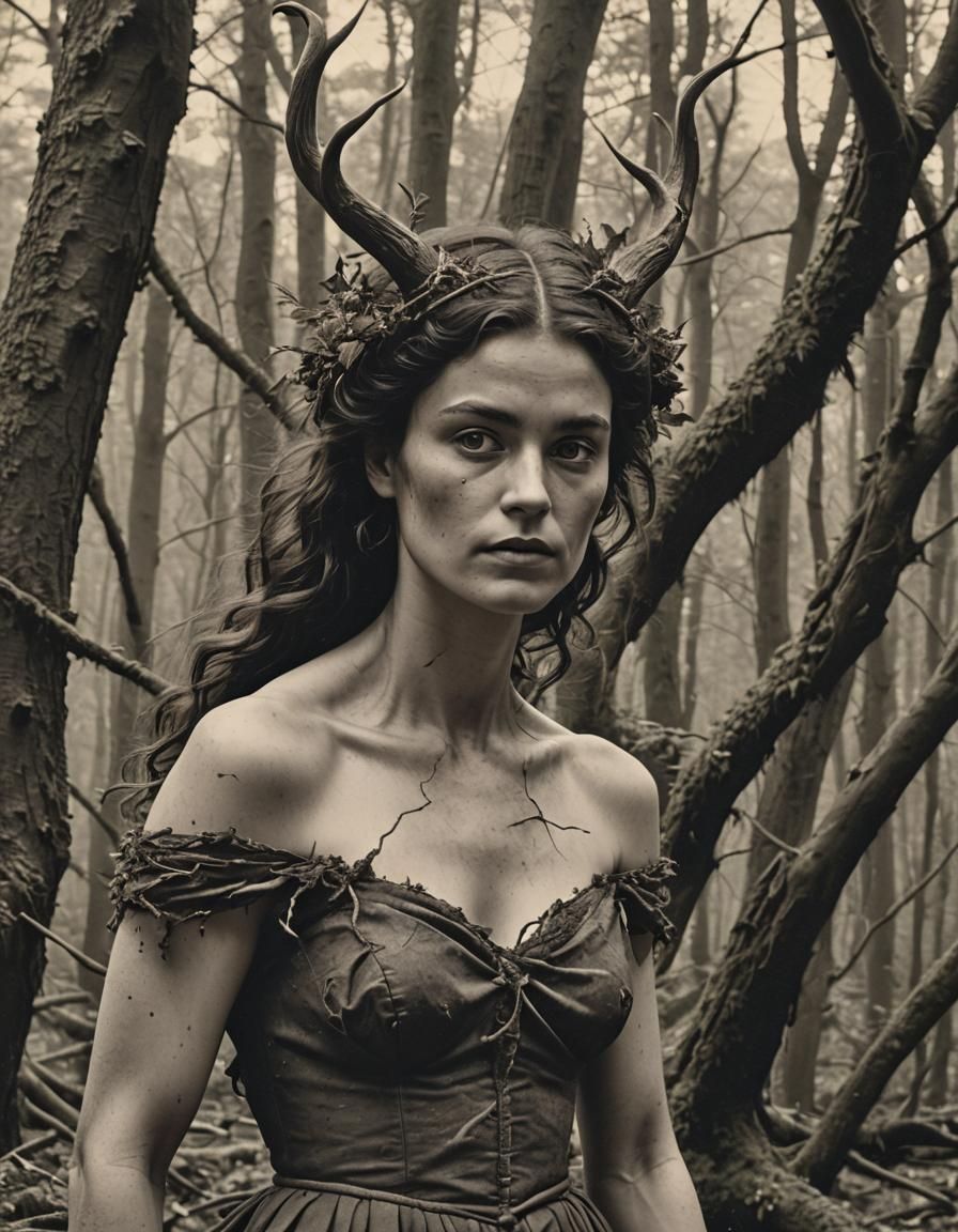 Mysterious Forest Nymph Dancing in the Moonlight