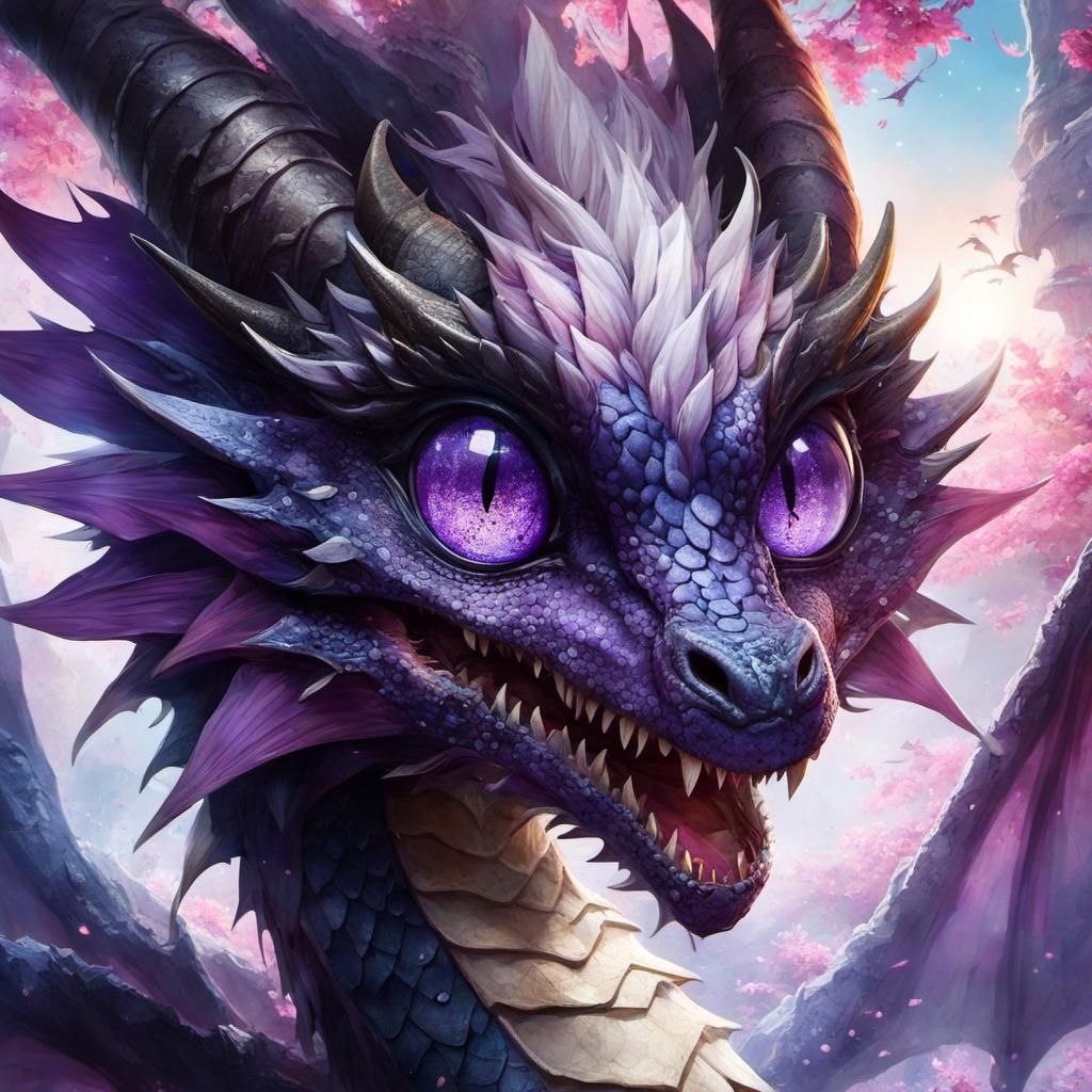 Anime Dragon Portrait with Purple Eyes