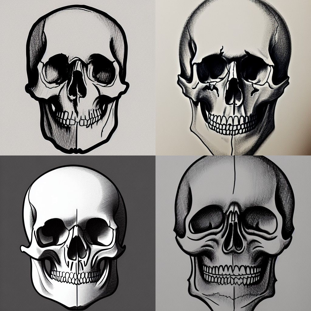 Simple Line Drawing of a Skull