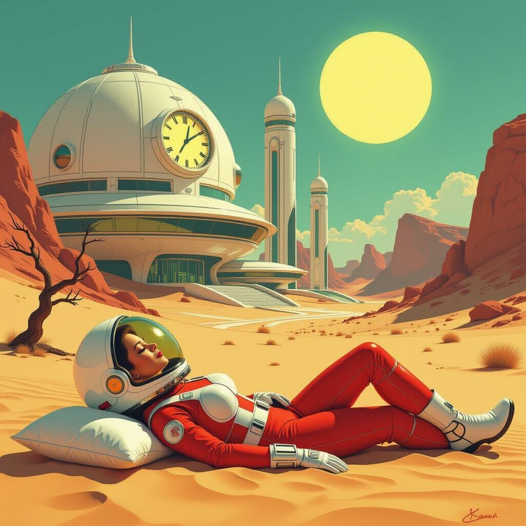 Retro-Futuristic Spacewalk Dreamscape Digital Art