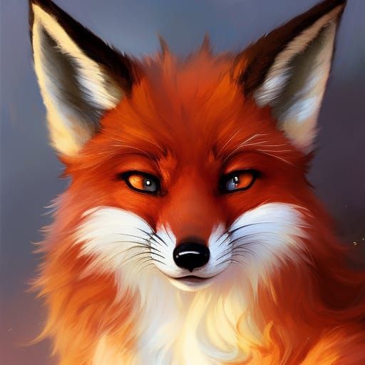 Chibi Fox Wizard Digital Oil Painting