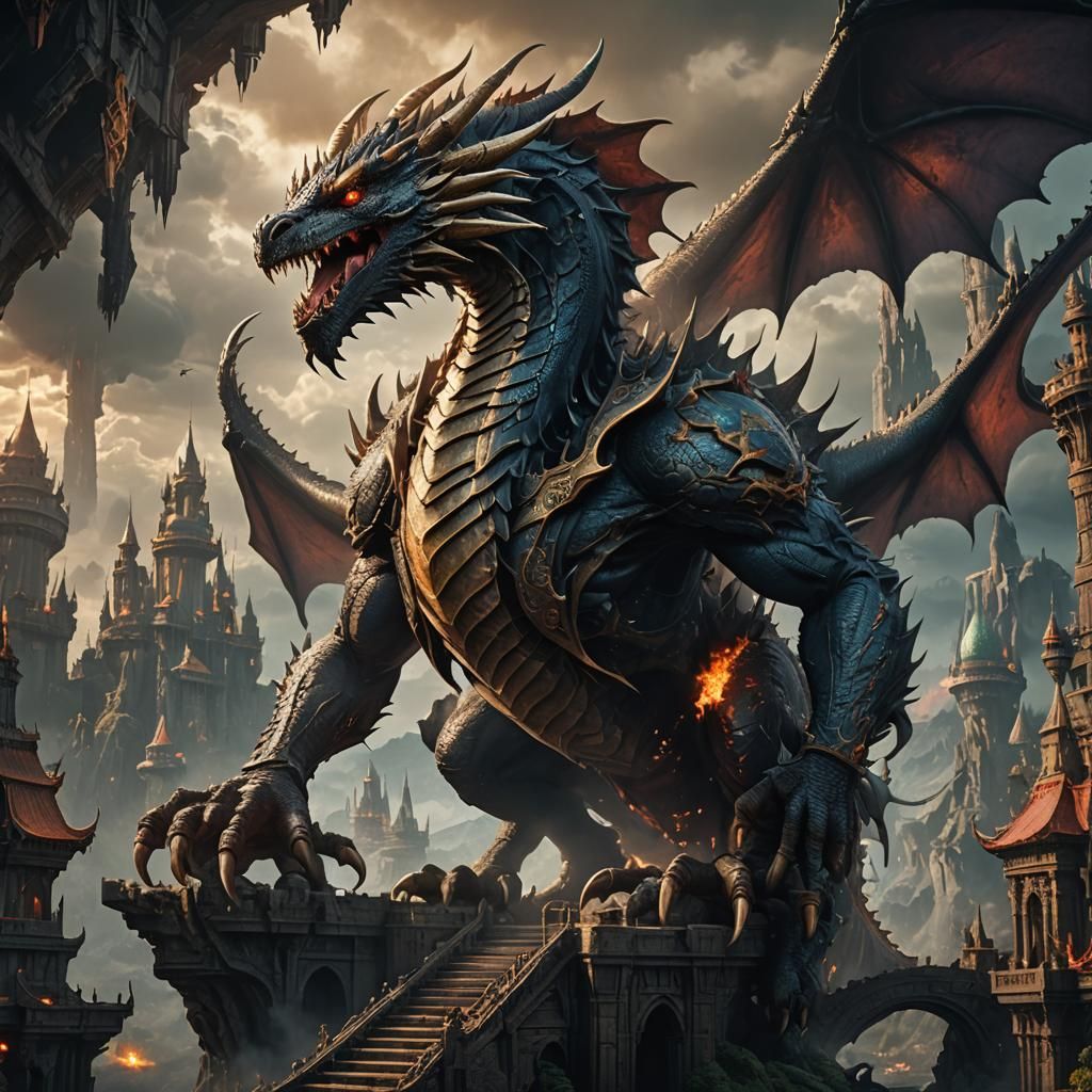 Epic Video Game Dragon Boss: Digital Matte Painting