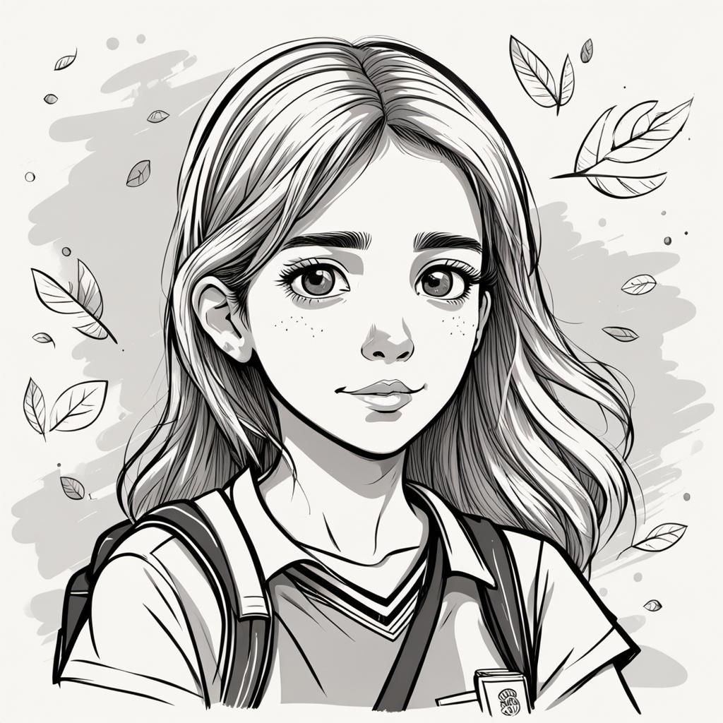 Cartoon Schoolgirl in Pilxar Style