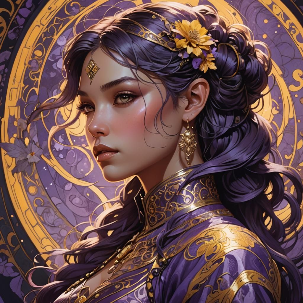 Fantasy Girl Portrait in Art Nouveau Style