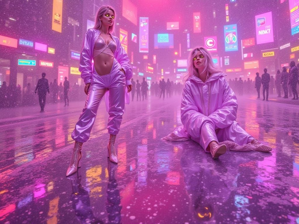 Cyberpunk Anime Girl in Futuristic Neon Landscape