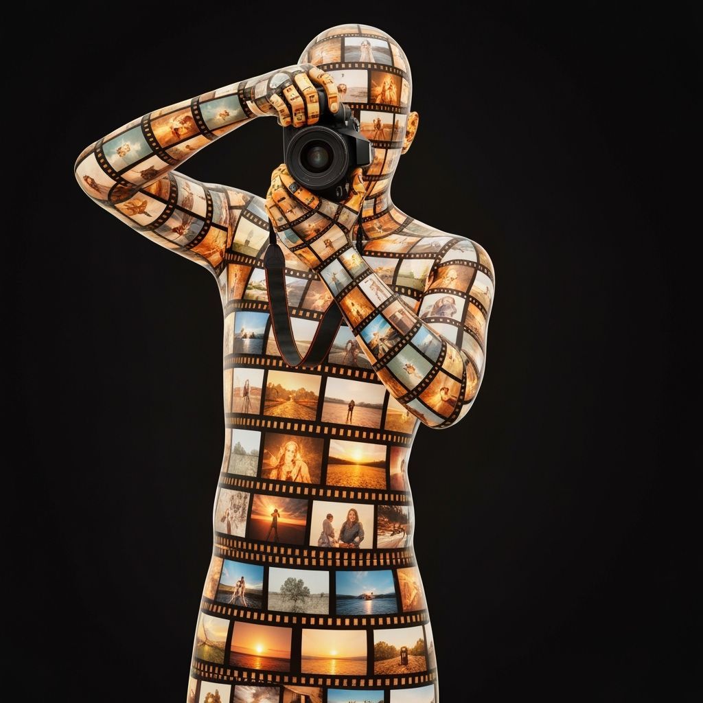 Surreal Figure Composed of Photographic Film