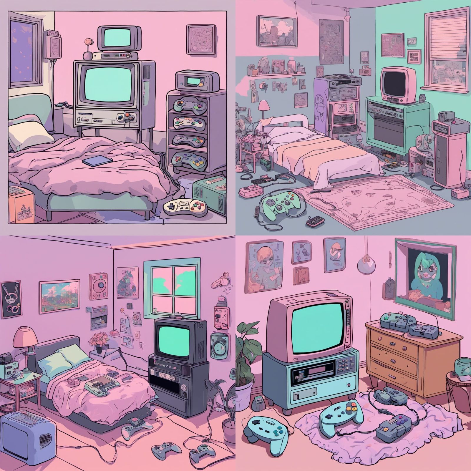 Pastel Goth Bedroom with Nintendo 64