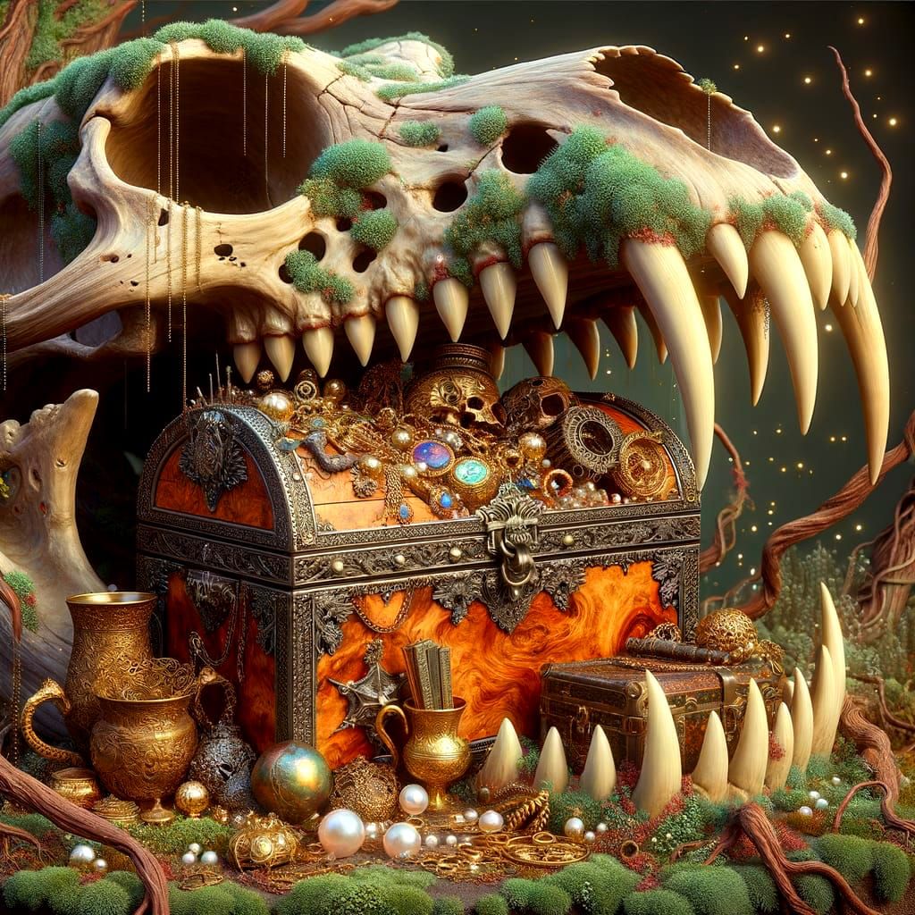 Dragon Skull Treasure Chest in Hudson River Style