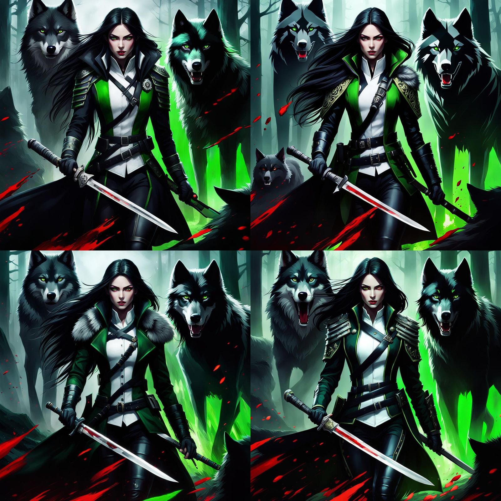 Epic Motion Art: Woman with Wolves in Infrared