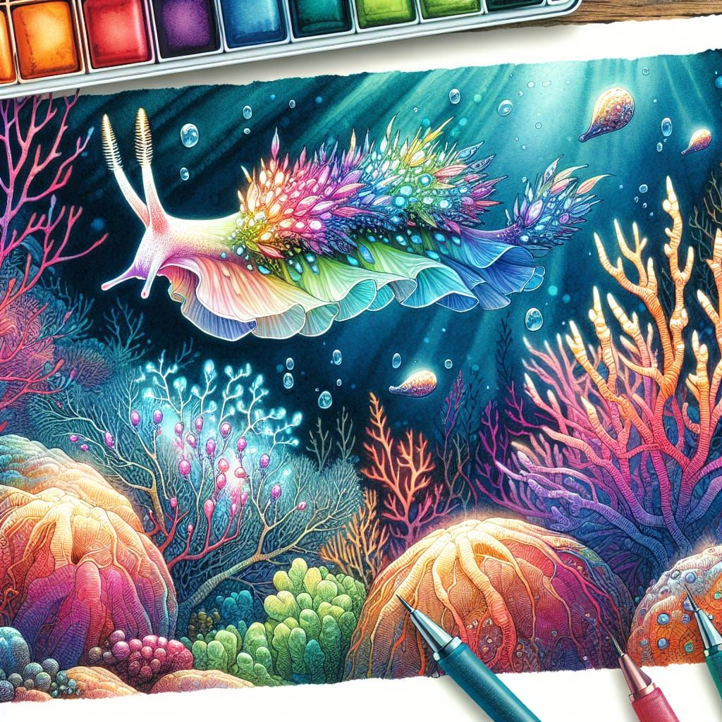 Underwater Tapestry in Watercolor Style