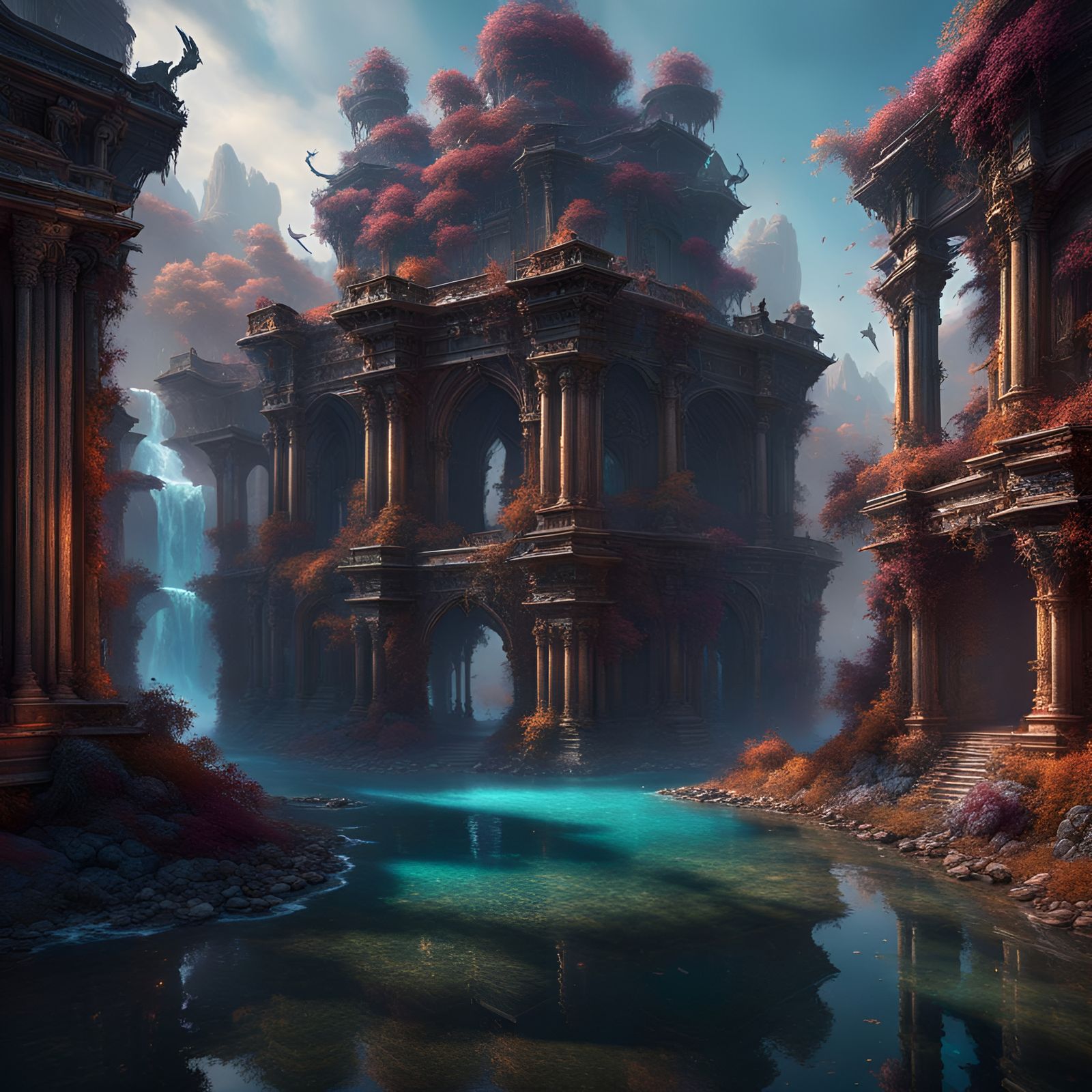 Fantastical 3D Landscape in Detailed Digital Matte Painting