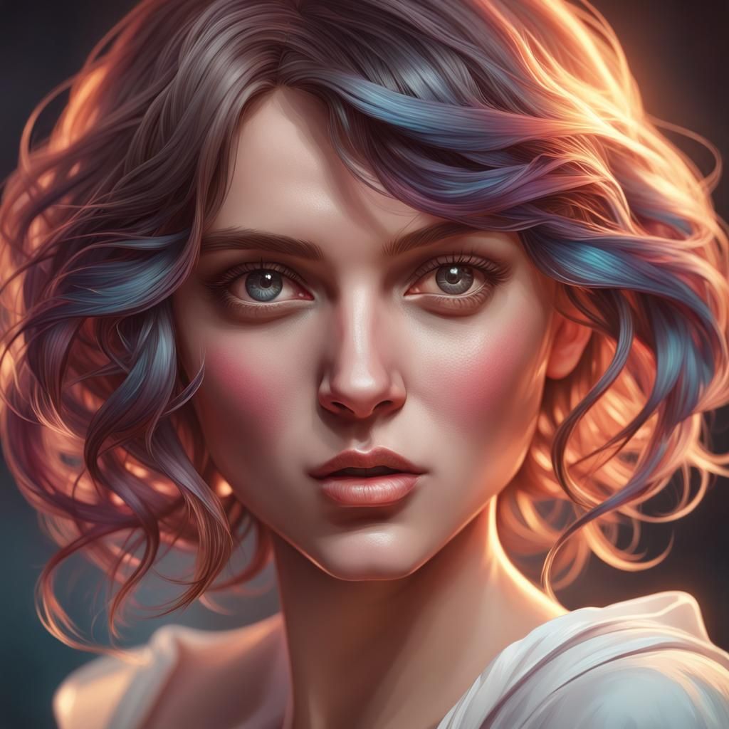 Love and Opposition Portrait in Art Nouveau Style