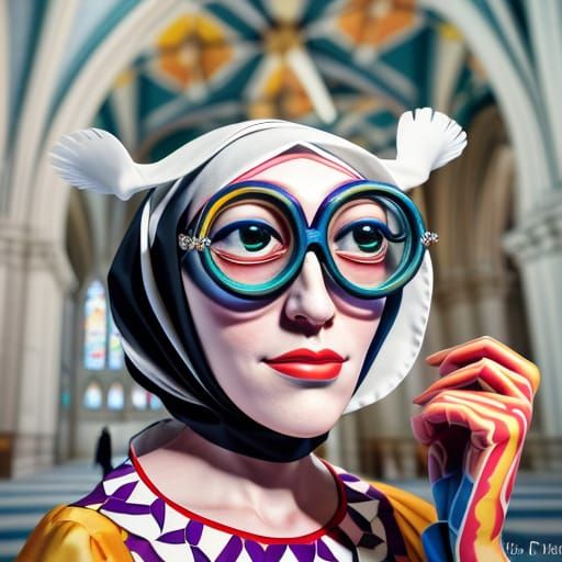 Elegant Nun Marries Dapper Penguin in Grand Cathedral
