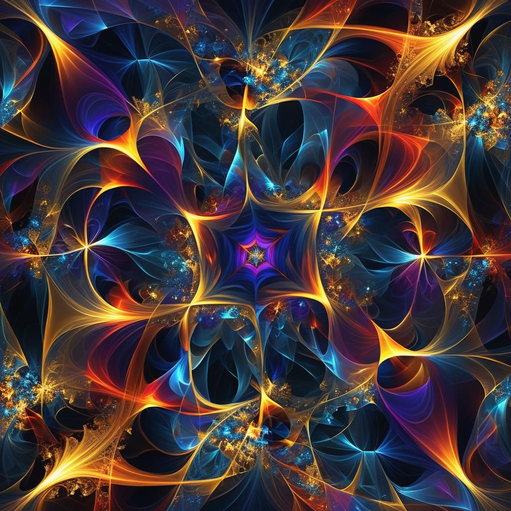 Abstract Geometric Fractal Art in Vibrant Colors