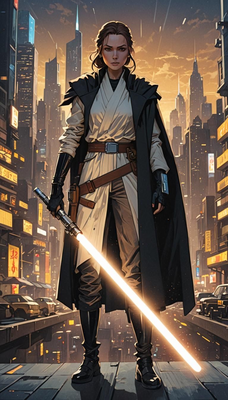 Young Jedi in Neo-Noir Space Western Anime Style