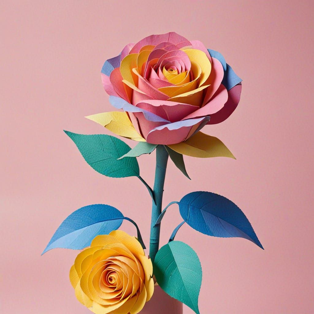 Paper Rose Collage in Quirky Folk Art Style