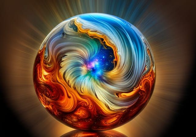 Glowing Crystal Orb Nebula in Blown Glass Style