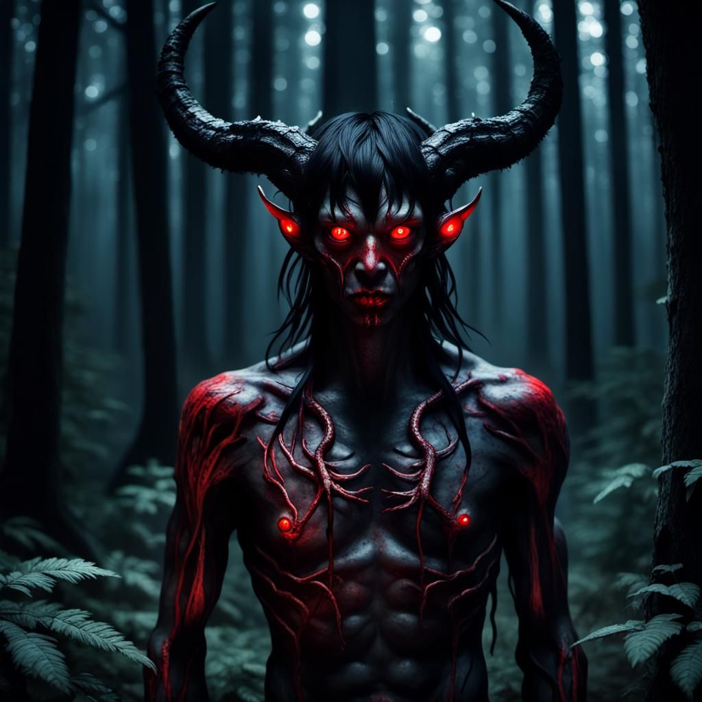 Mysterious Lovecraftian Demon in a Creepy Forest