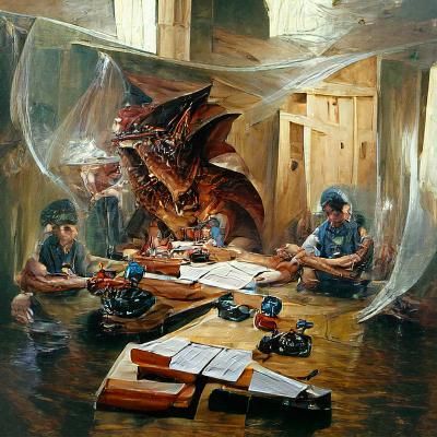 Dungeons and Dragons Scene as Oil Painting