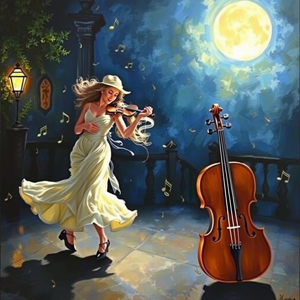 Whirling Night Music in Oil