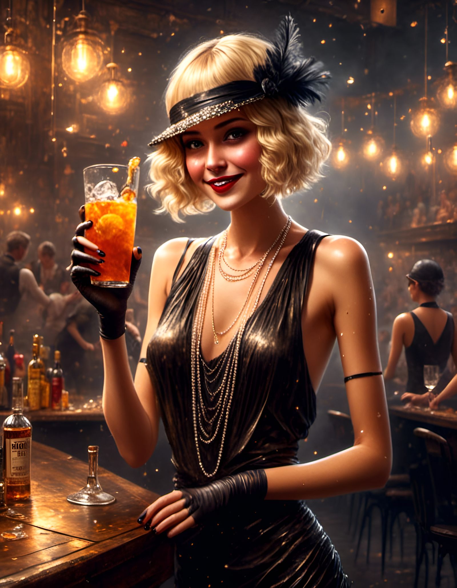 Roaring 20's Blonde Flapper in Speak Easy