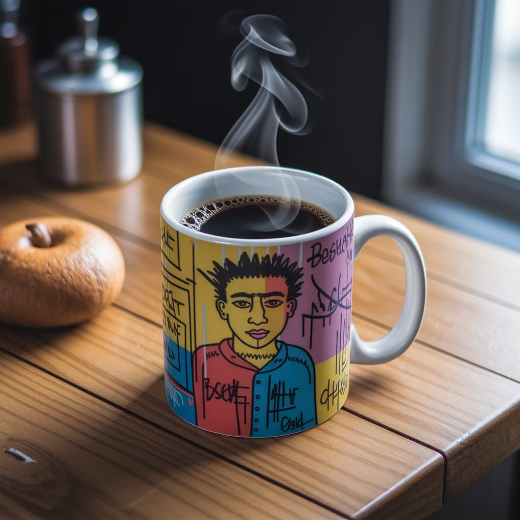 Basquiat's Coffee Mug in Neo-Expressionist Style