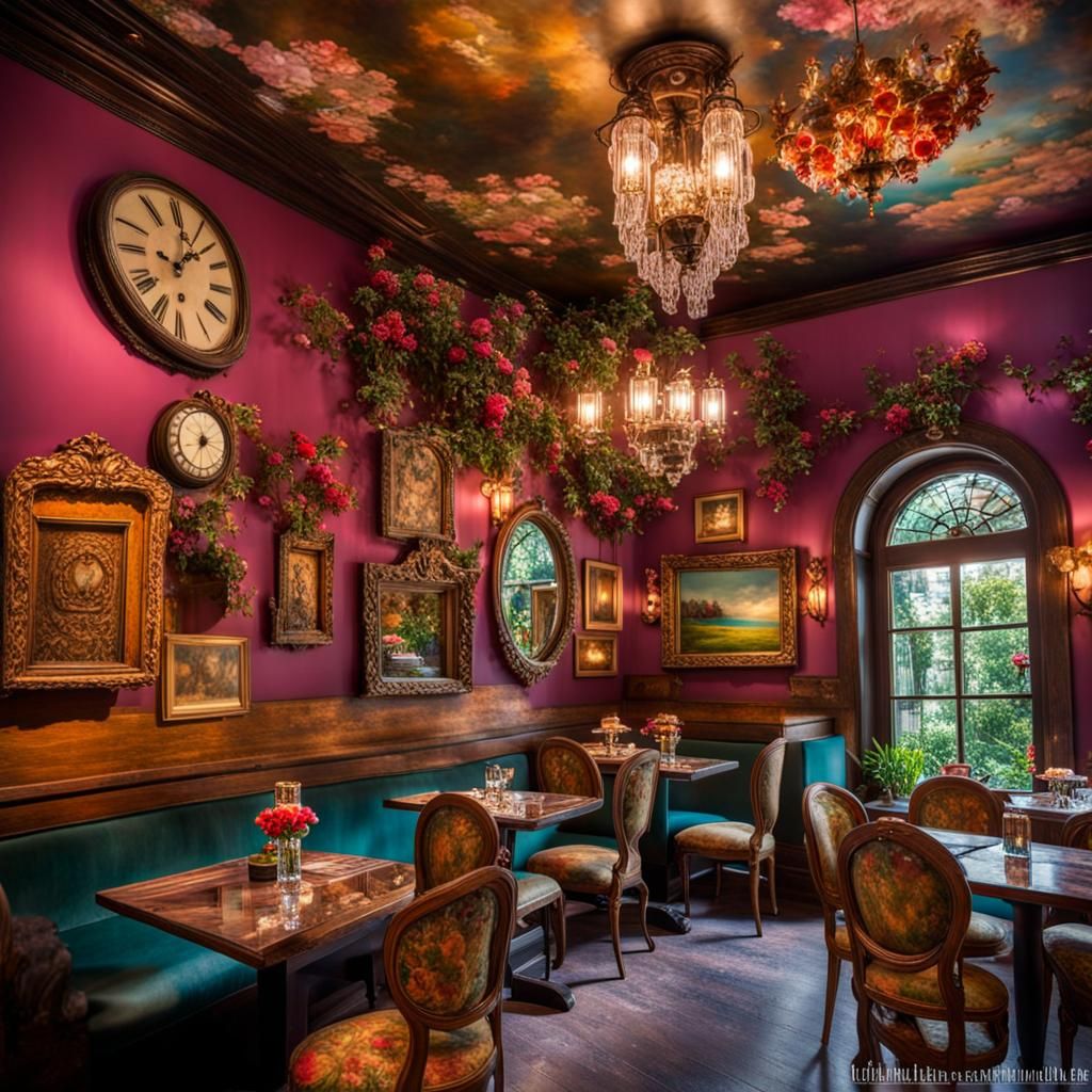 Enchanted Coffee Shop with Mystical Details