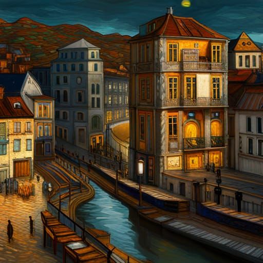 Klimt-Inspired Cityscape in Unreal Engine Style