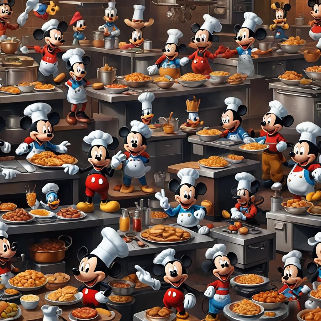 Mickey Mouse Cooks in Hell's Kitchen: Digital Art