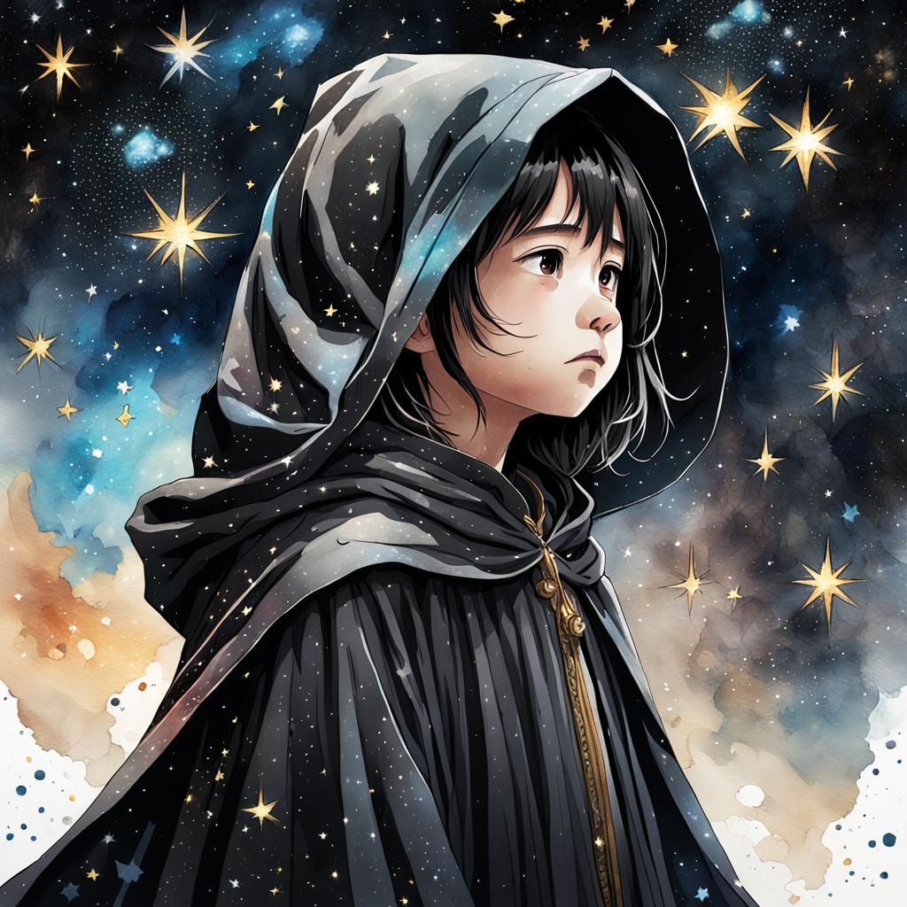 Child Artist Paints the Cosmos in Watercolor