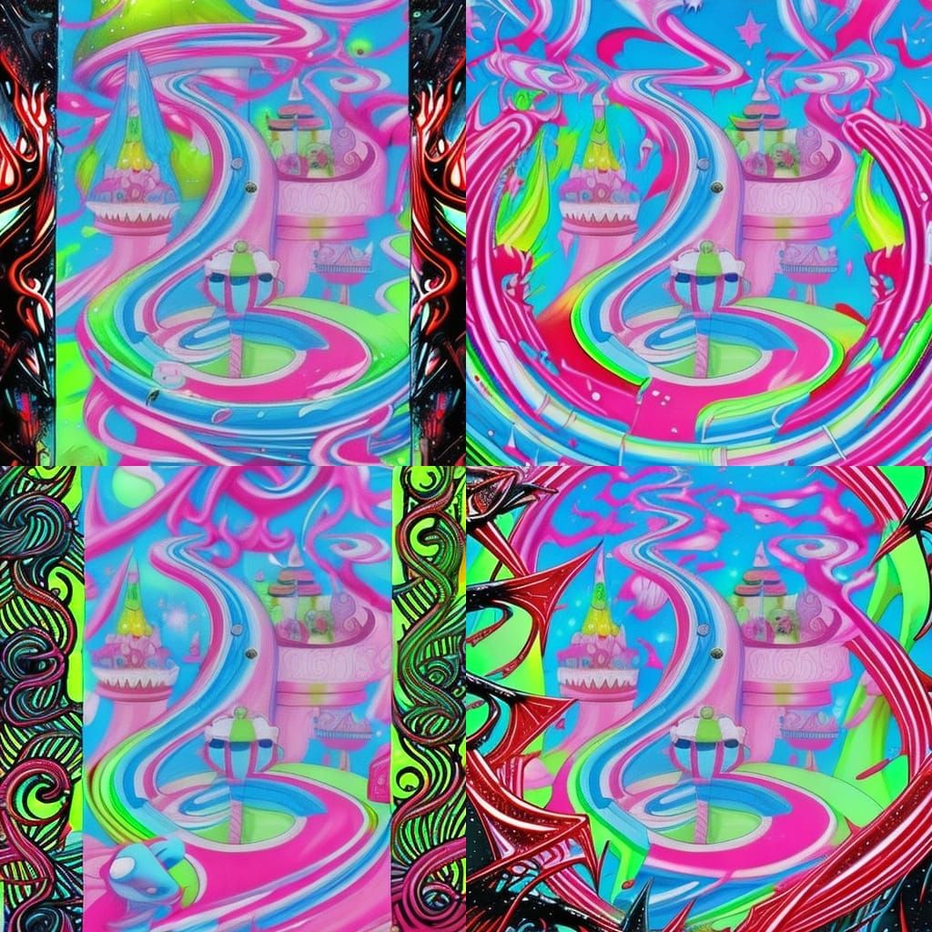 Candy Cane Nebula in a Vibrant Comic Book Style