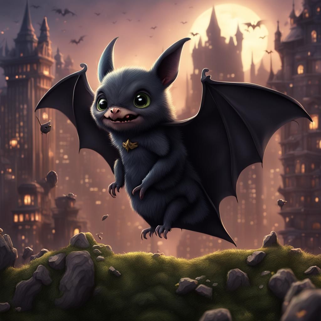 Charming Bat in Detailed Matte Painting